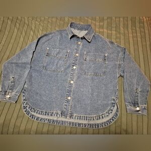 Mens Denim Button-Up Shirt with Pockets